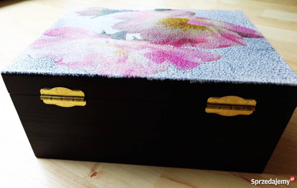 KWIAT JABŁONI Drewniana ozdobna skrzyneczka na wielokolorowy Warszawa