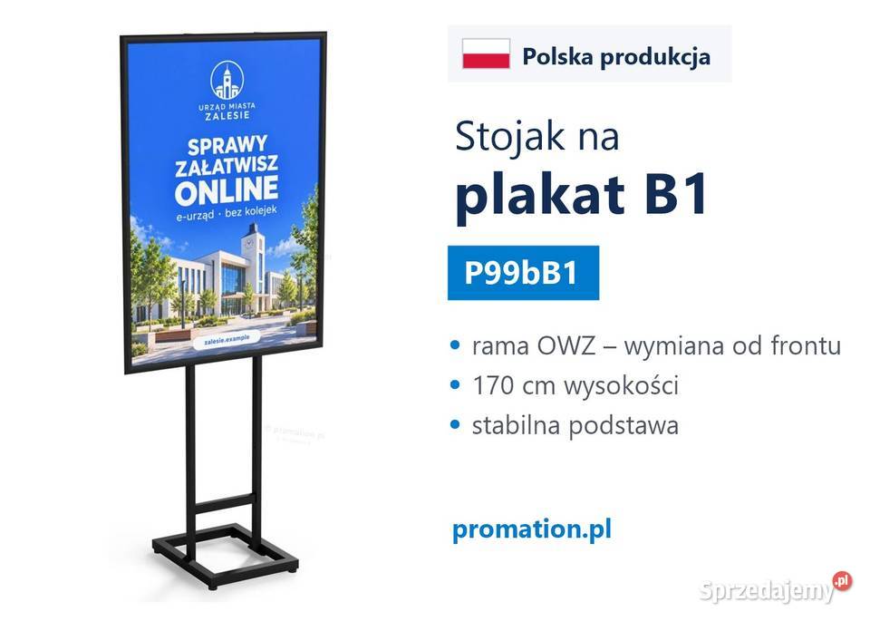 Czarny stojak na plakat B1 OWZ wolnostojący Szczecin