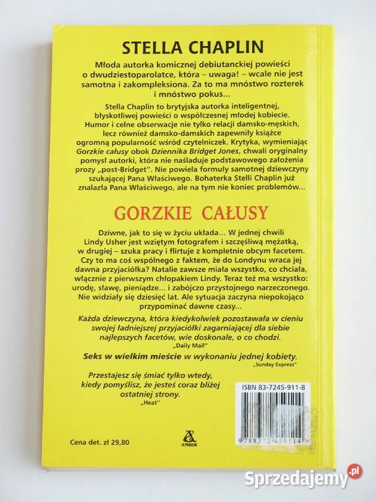 Gorzkie całusy Stella Chaplin literatura piękna - proza zagraniczna małopolskie Kraków sprzedam
