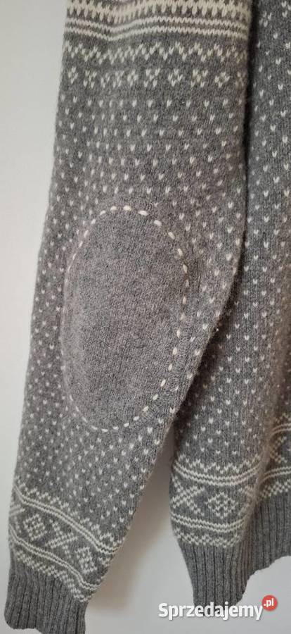 Wełniany męski sweter norweski wzór 36 S Nills Kraków