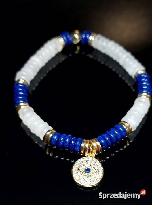 BRANSOLETKA OKO PROROKA CYRKONIE KAMIEŃ JADEIT śląskie Częstochowa sprzedam