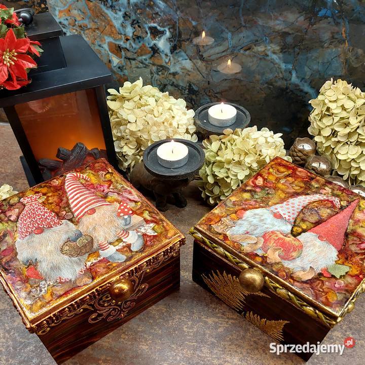 Skrzynka Szkatułka Decoupage Rękodzieło Święta łódzkie Łódź