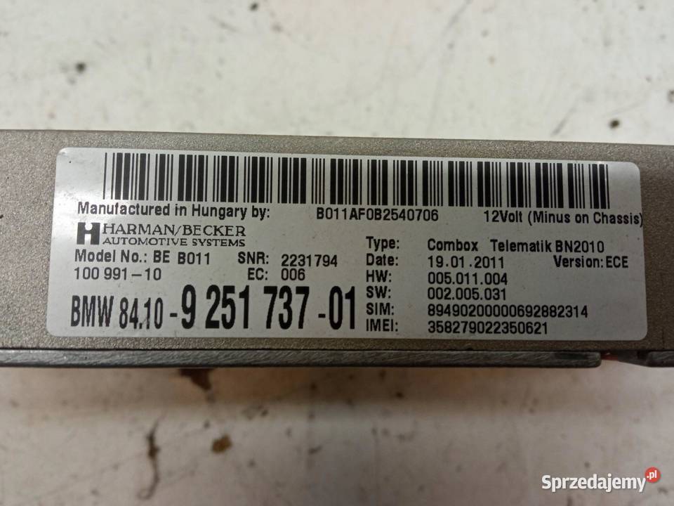 MODUŁ COMPBOX TELEMATIC 9251737 BN2010 Bmw Seria