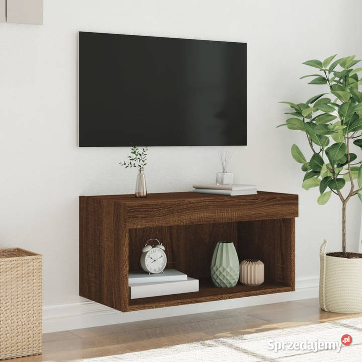 Szafka pod TV z LED kolor brązowy dąb 60x30x30 Warszawa