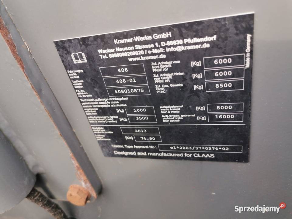 Claas Scorpion 6030 CP 2015r Części Wilkowo