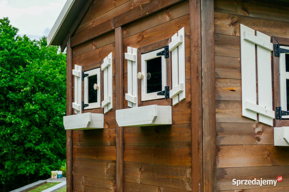 Duży domek ogrodowy dzieci z huśtawką Premium Trzemeśnia