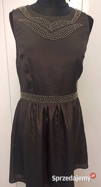 szara sukienka z metalicznymi koralikami Częstochowa sprzedam