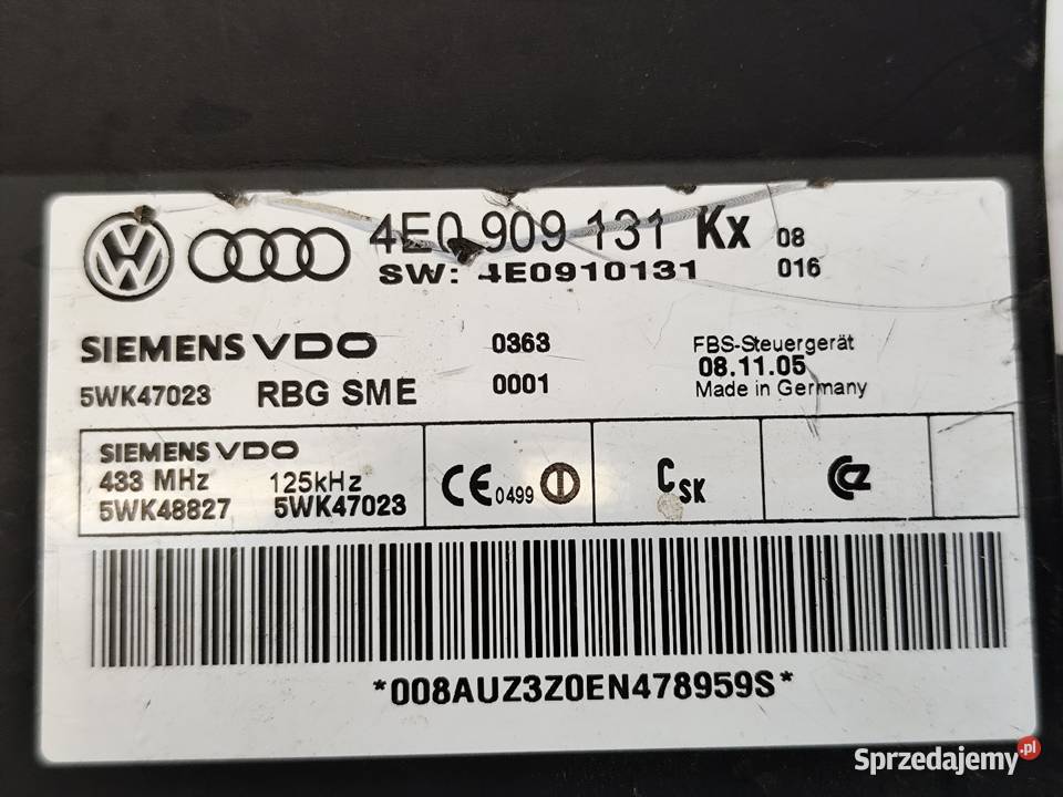 Audi A8 D3 Sterownik Bezkluczykowy Moduł Kessy Stacyjki i kluczyki sprzedam