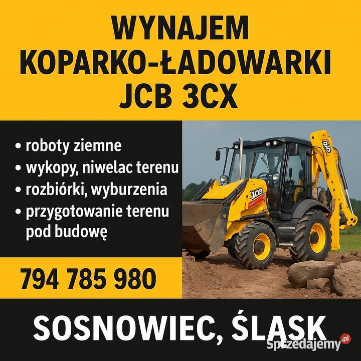 Koparka Sosnowiec roboty ziemne wykopy Wykopy, roboty ziemne