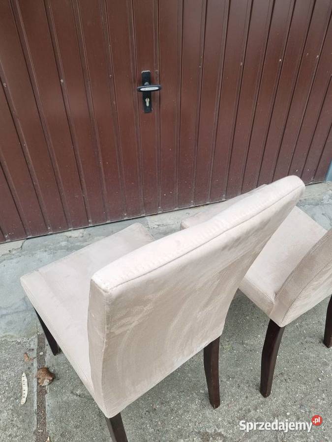 Krzesło tapicerowane welur beżowe stan odbiór Meble