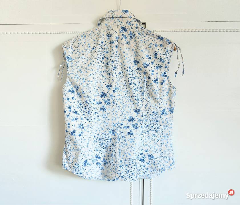 Kwiatowa koszula Armand Thierry L 40 bez rękawów niebieski