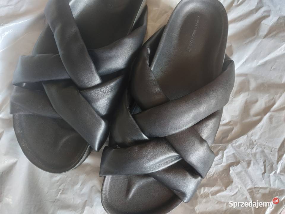 Czarne klapki Gino Rossi 37 nowe skóra naturalna Myślenice