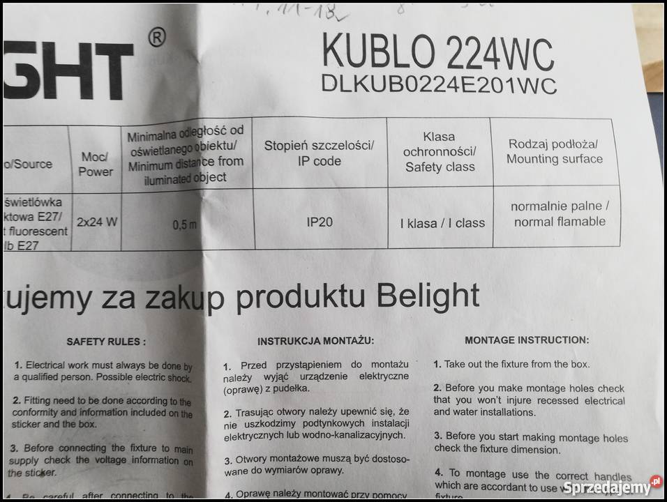 Oprawa Belight Kublo 224WC Dąbrowa Górnicza