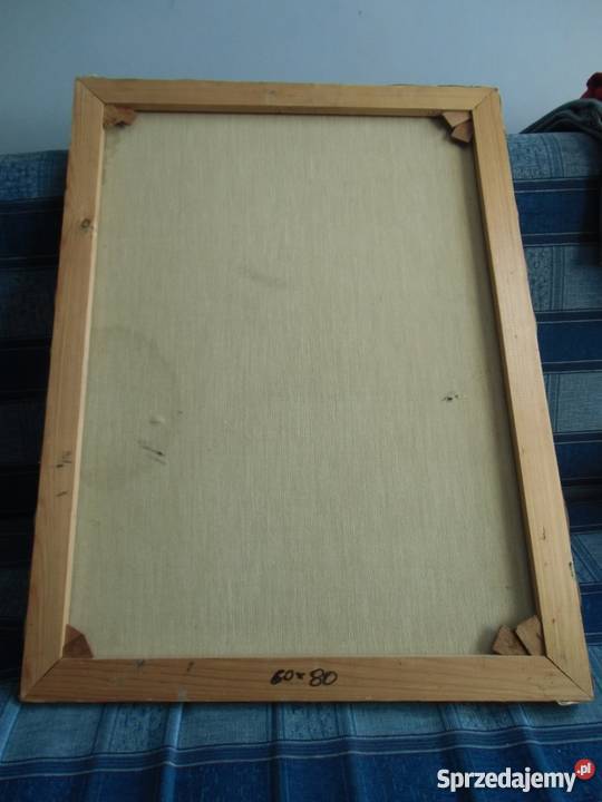 Stary duży obraz olejny na płótnie Przepowiednia Warszawa