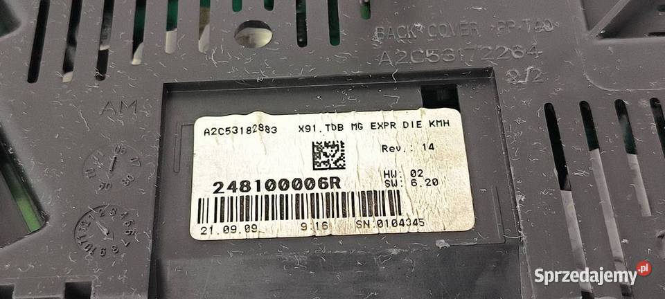 LICZNIK ZEGAR RENAULT LAGUNA III 248100006R Lipno