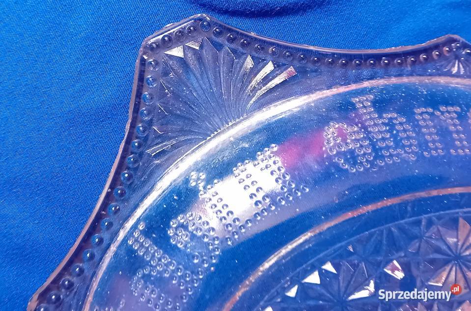 Szklana patera do chleba Niemcy początek XX w Porcelana i szkło Koźminek