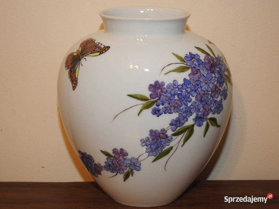 Piękny sygnowany porcelanowy wazon niemiecki Porcelana i szkło sprzedam