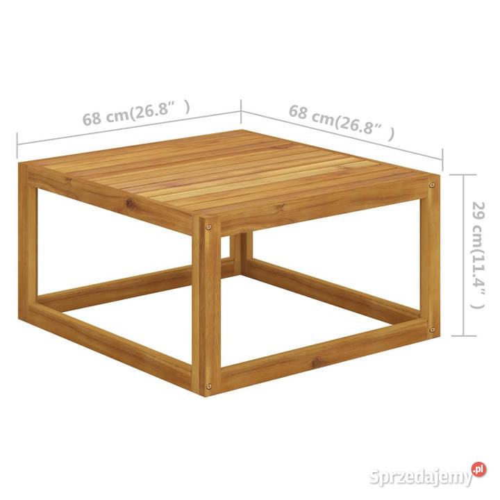 Stolik kawowy 68x68x29 lite drewno akacjowe Warszawa