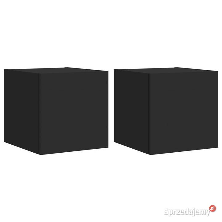 Ścienne szafki TV z LED 2 czarne 305x35x30 Warszawa