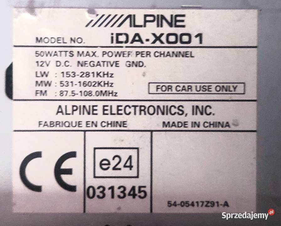 Alpine IDAX001 USBKlasykWłasne tło Kępno sprzedam