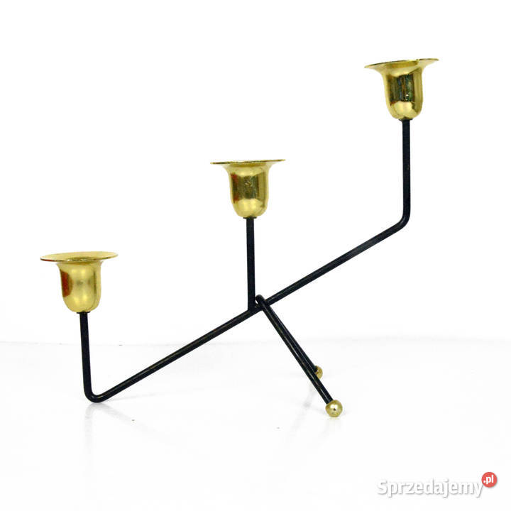 Minimalistyczny świecznik stołowy Belgia lata 70 czarny Oświetlenie Warszawa