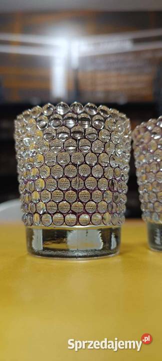 Dwa małe świeczniki szklane przezroczysty Warszawa sprzedam