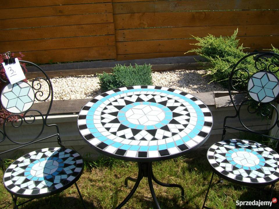 zestaw balkonowy stół2 krzesła mozaika taras Bosutów sprzedam