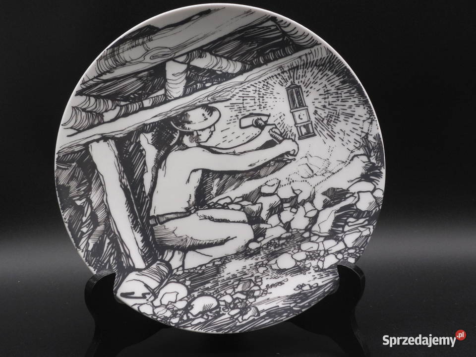 Talerz dekoracyjny z rysunkiem przedstawiającym Raszków