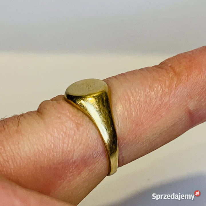 Złoty SYGNET damski 14K SUBTELNY gładki TOP r15