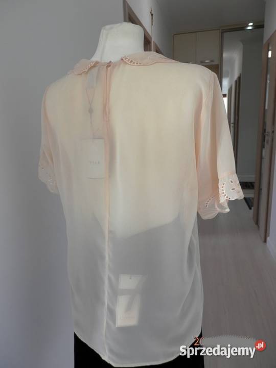 Bluzka Wizytowa Beżowa Nude Zdobiona Ażurem Rozmiar 40(L) Łomża
