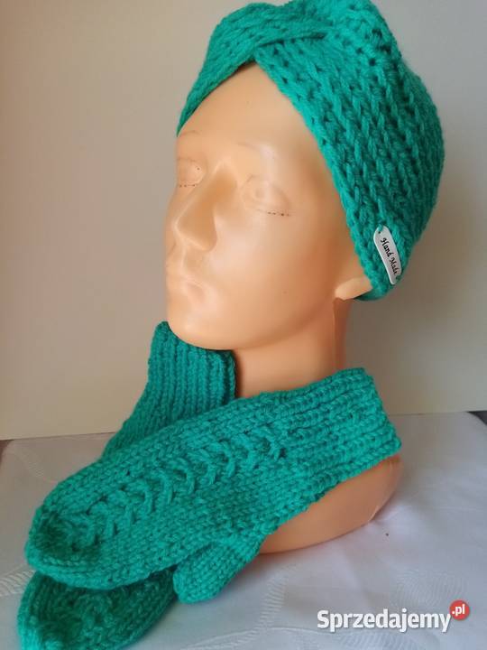 Turkusowa ciepła opaska turban handmade Elbląg
