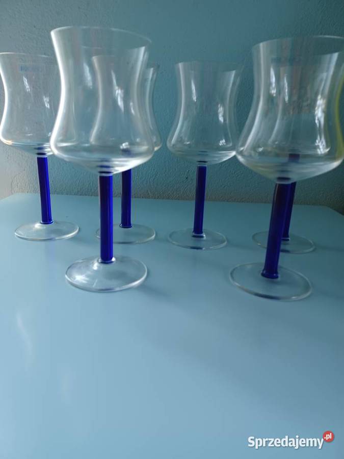 Kieliszki do wina Krosno kobaltowya nóżka Łódź sprzedam