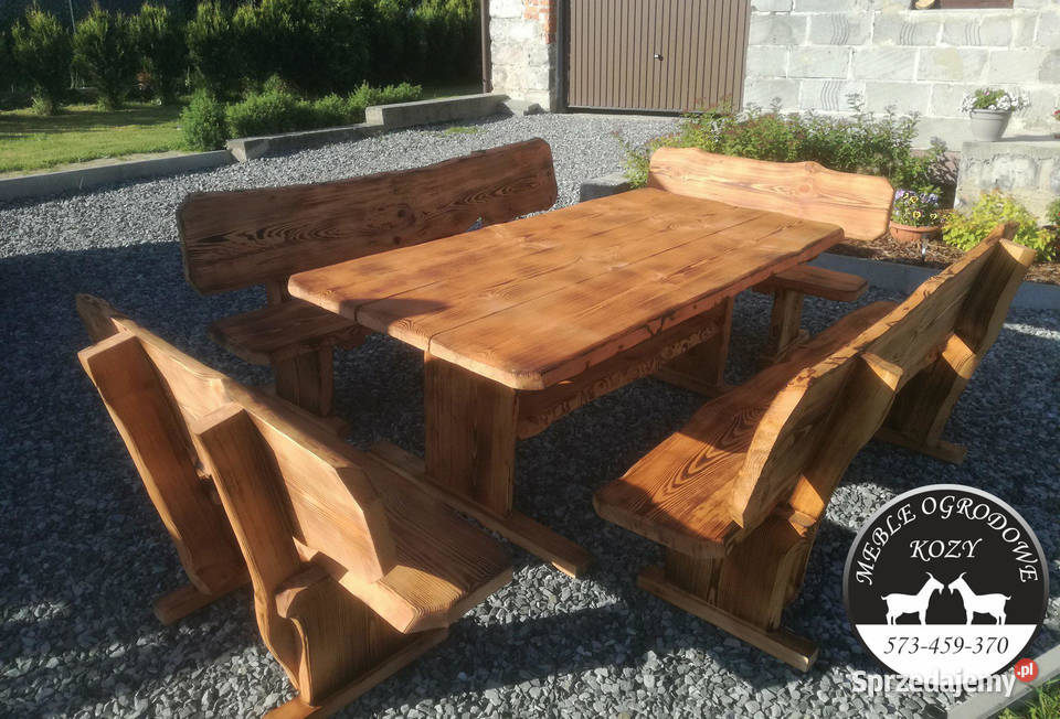 Meble ogrodowe drewniane góralskie biesiadne Gliwice sprzedam