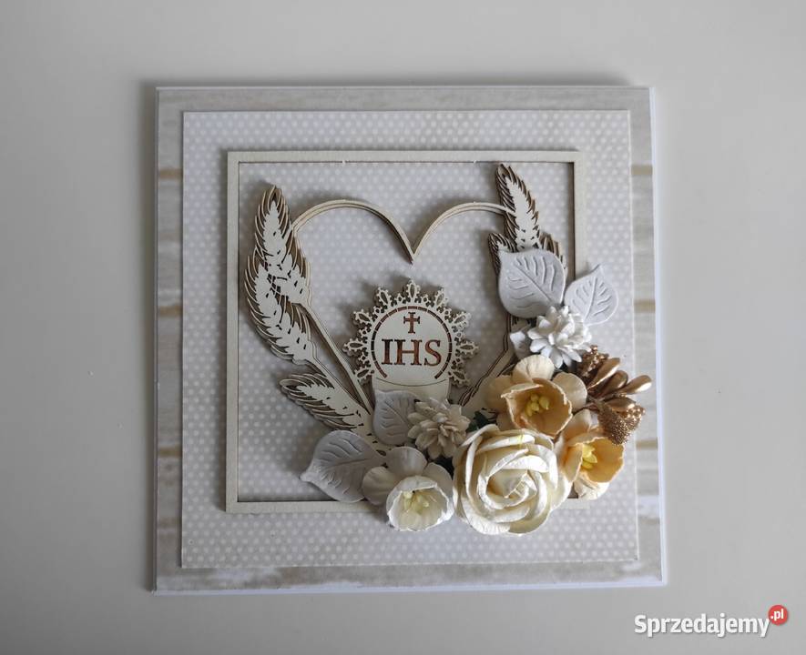 Kartka ręcznie robiona na Komunię Świętą z Łódź