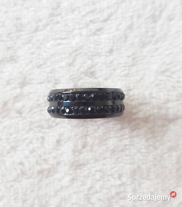 Nowy pierścionek obrączka czarny czerń masywny