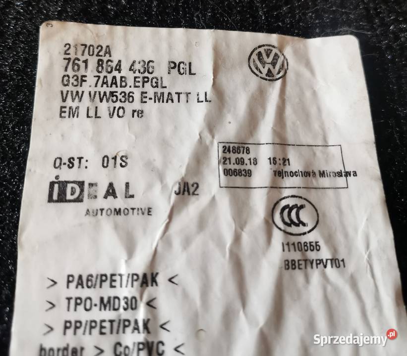 Welurowe dywaniki Vw Touareg III 2018 opolskie Wołczyn