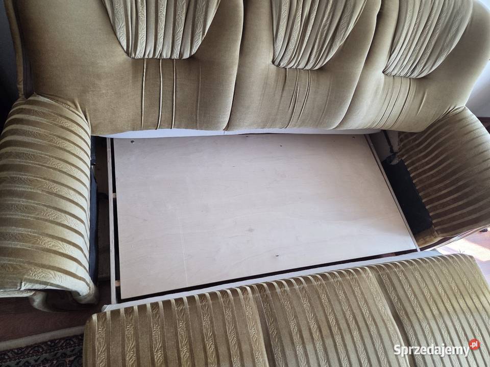 Kanapa sofa z funkcja spania oliwkowa klasyczna