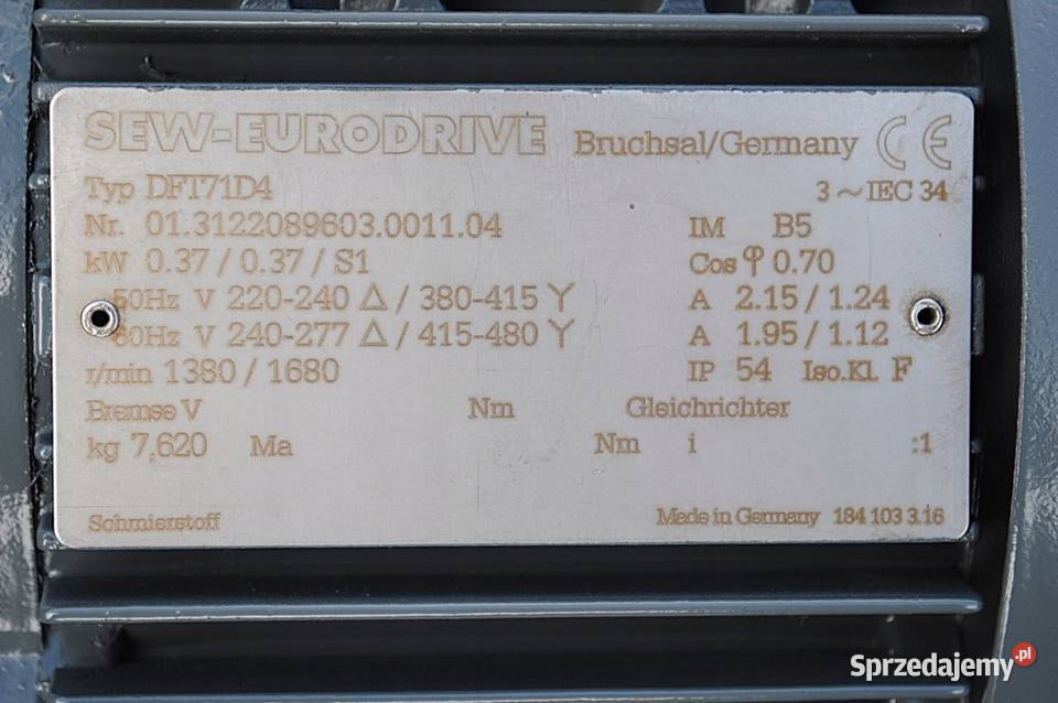 Silnik elektryczny kołnierzowy 037kw 1380obrmin Kargowa sprzedam