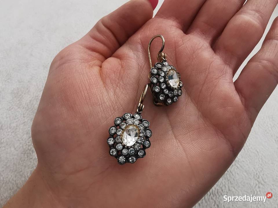 Piękne vintage srebrne kolczyki z dużą ilością