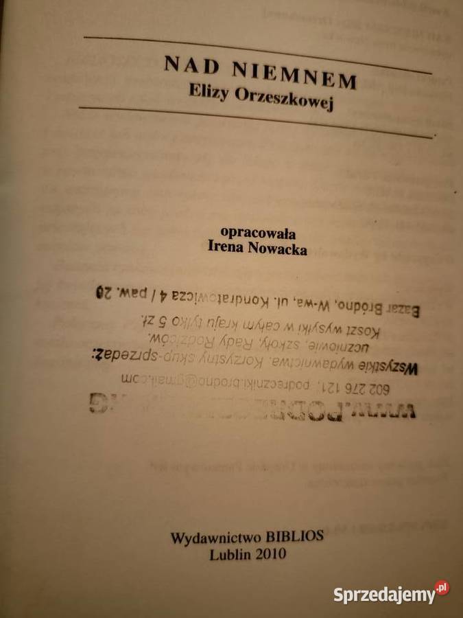 Niemnem analizy literatury księgarnia Praga Warszawa