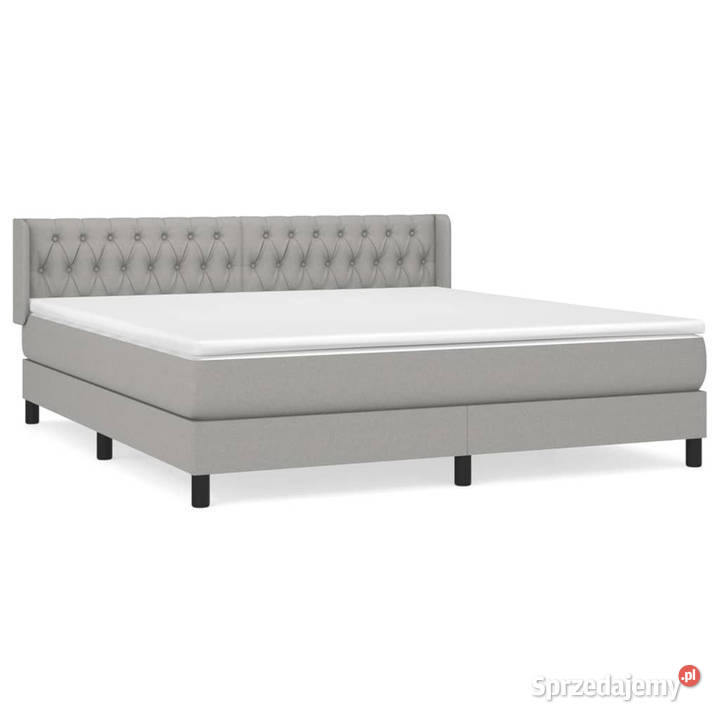 Łóżko kontynentalne z materacem jasnoszare 88cm