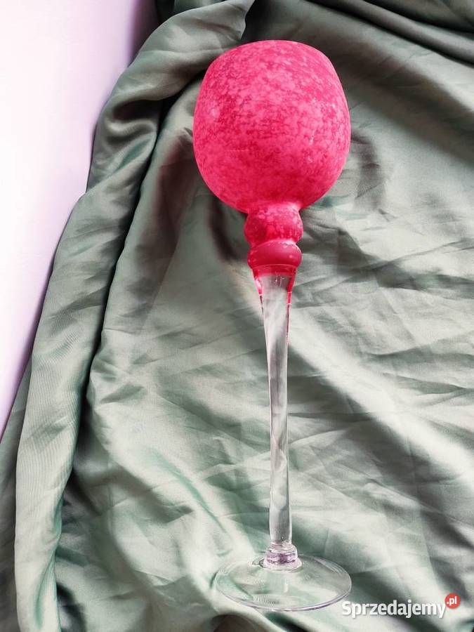 Kielich szklany czerwony lampion h40 Głuchołazy