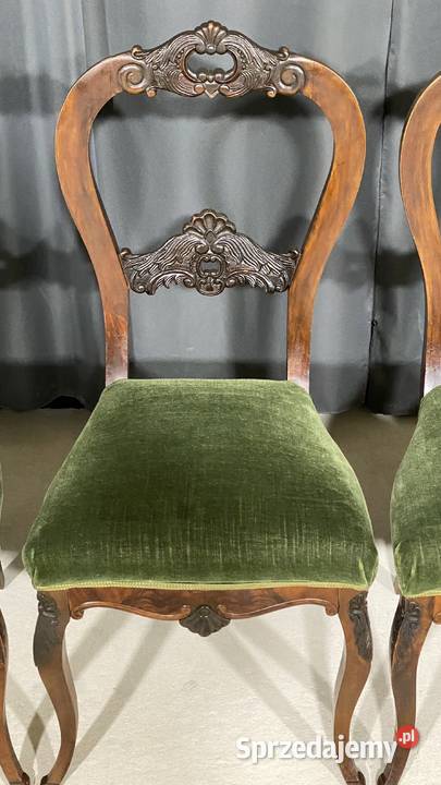 Komplet 6 rzeźbionych krzeseł w stylu Meble Gryfice