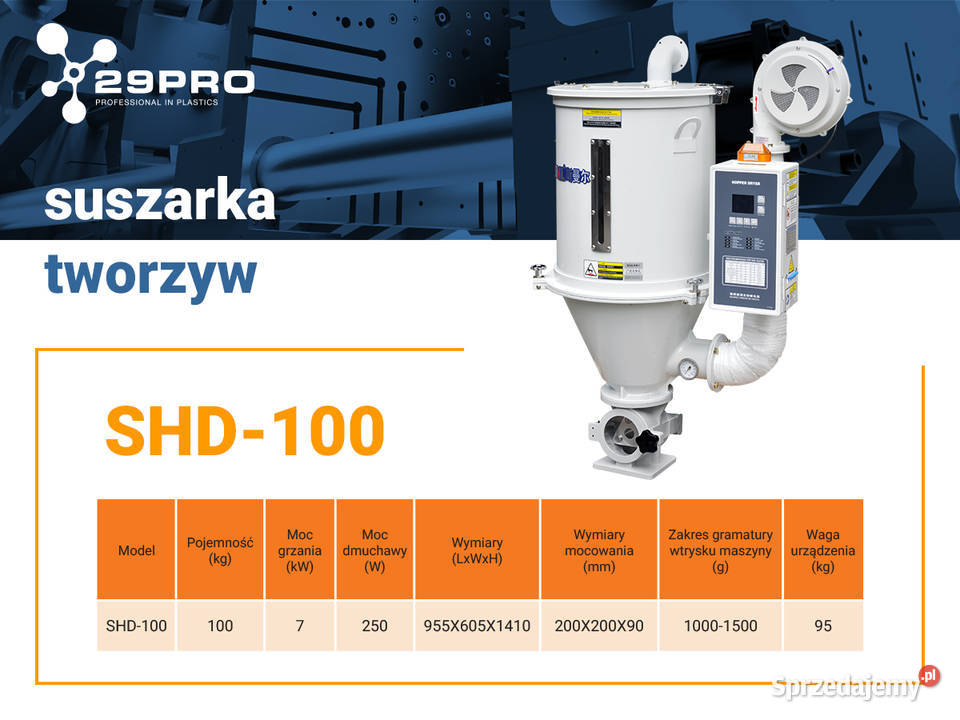 SUSZARKA DO TWORZYW SZTUCZNYCH SHD100 SML 100l Sosnowiec