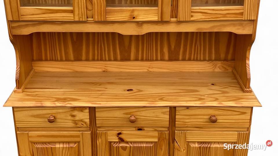 Sosnowy kredens kuchenny z witryną Gryfice