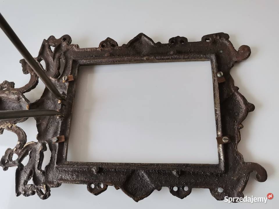 Stara duża ciężka mosiężna rama ramka na zdjęcie śląskie Katowice