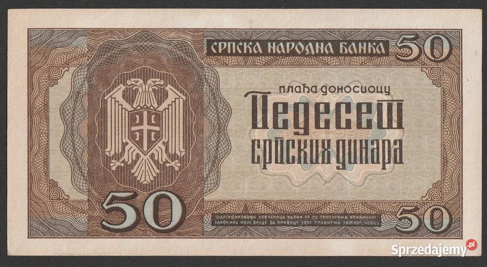 Serbia 50 dinarów 1942 stan bankowy UNC Łódź sprzedam