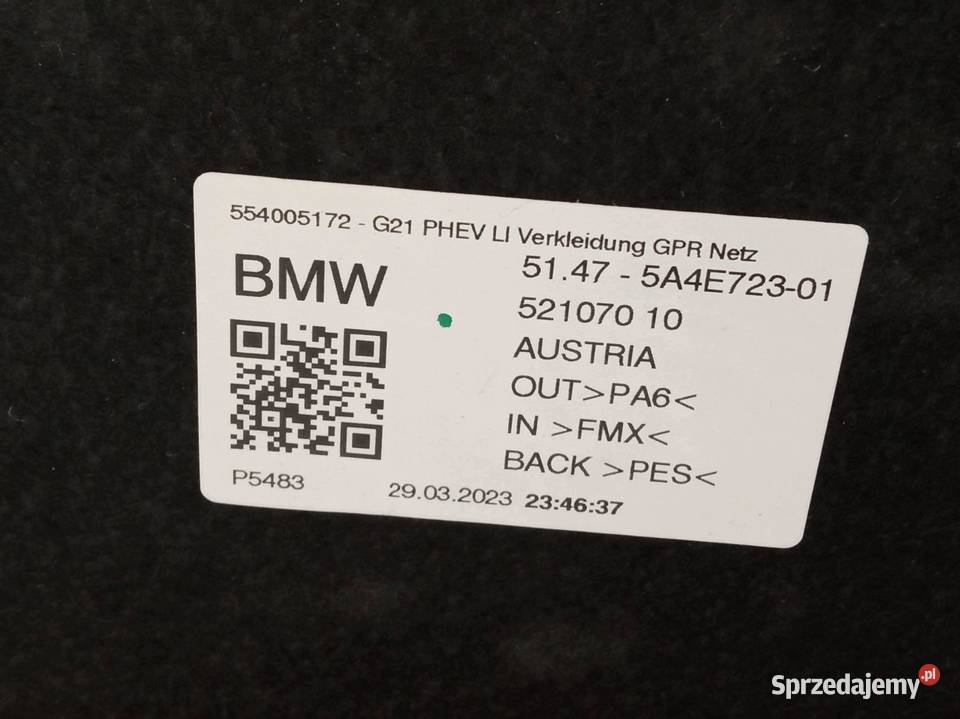 TAPICERKA BOCZEK LEWY TYŁ KOMBI HYBRID 5A4E723 świętokrzyskie sprzedam