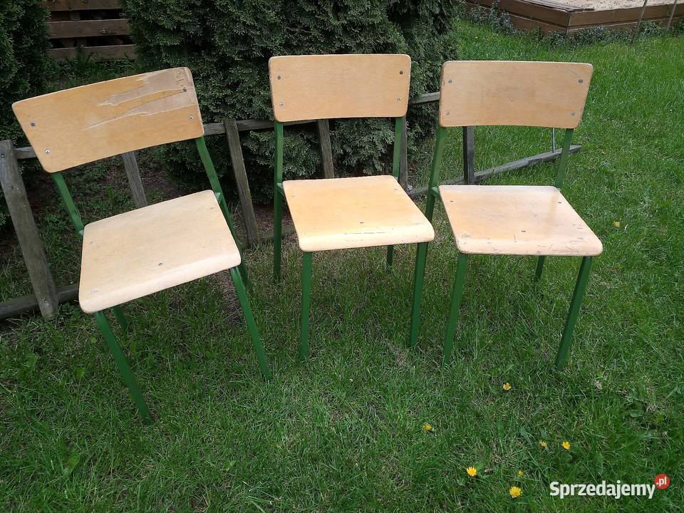Krzesło szkolne młodzieżowe metalowo - drewniane