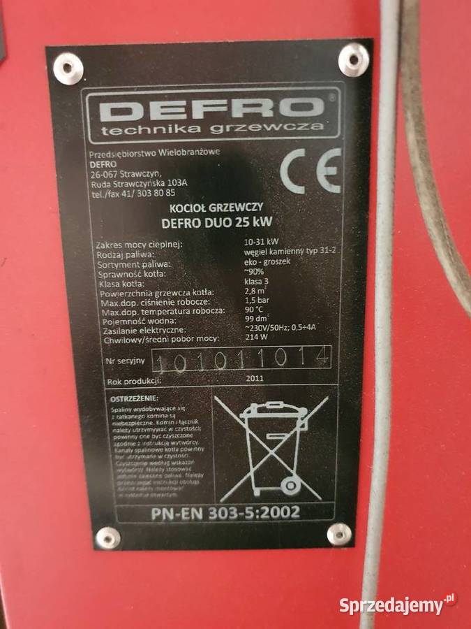 Piec Defro Duo 25KW osprzęt Lutynia